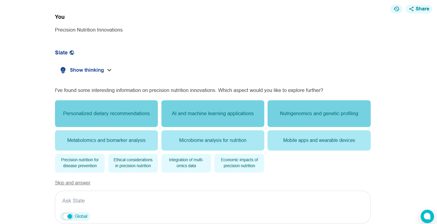 Slate discovers precision nutrition innovation